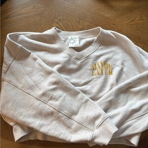 Maybe Later Cream Cropped Sweatshirt